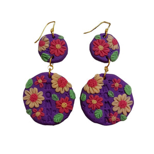 🌼 Custom Name Floral Clay Earrings